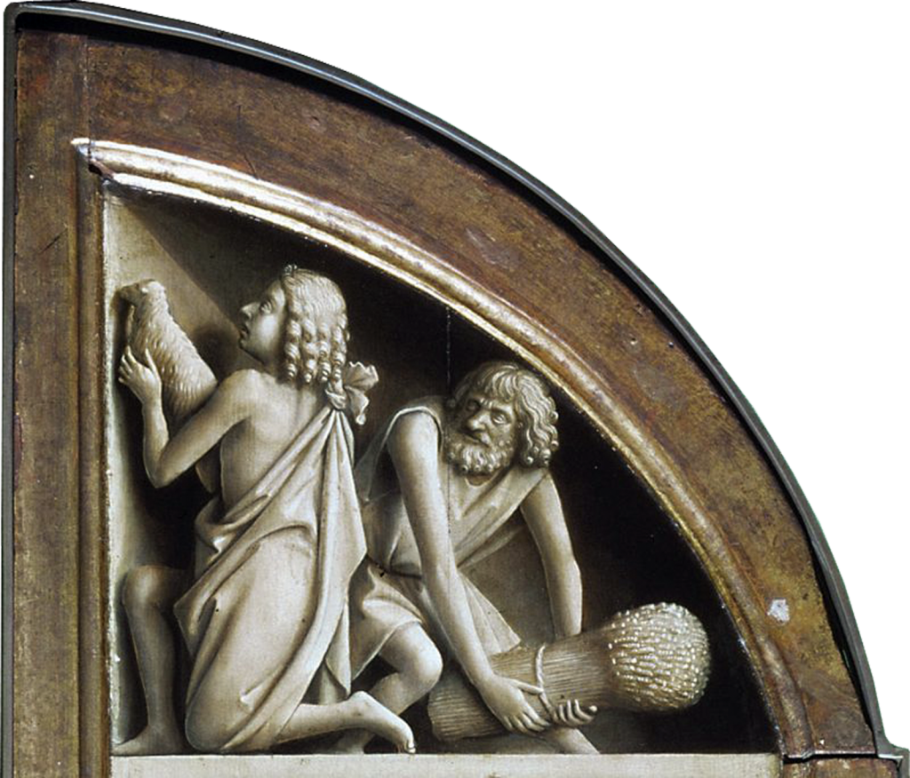 Jan van Eyck, ca. 1395-1441: Offering of Abel and Cain, 1425-1429.